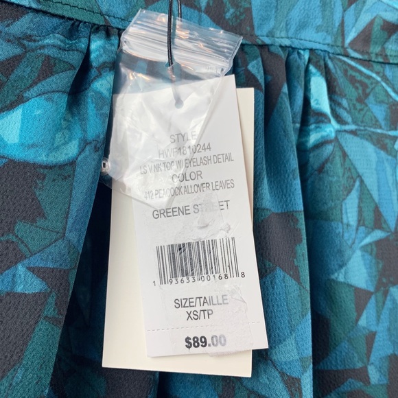 H Halston Leaf Print High-Low Blouse - Picture 6 of 8